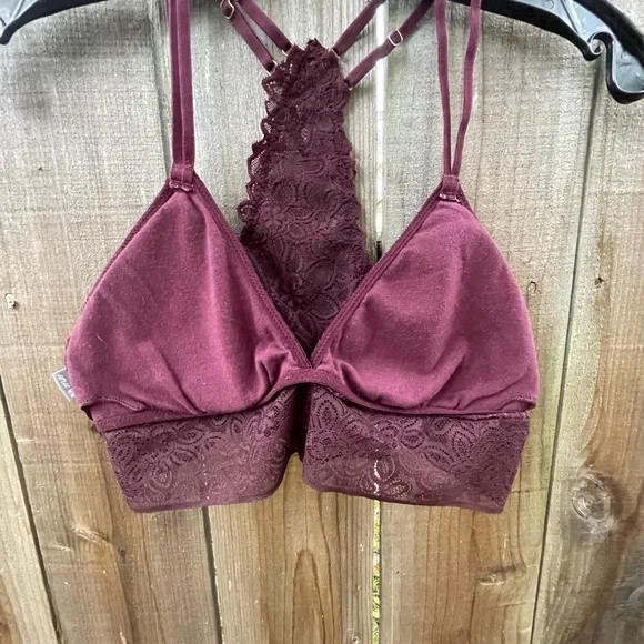 Aerie Lace Racerback Bralette in Deep Plum Medium - Picture 7 of 9